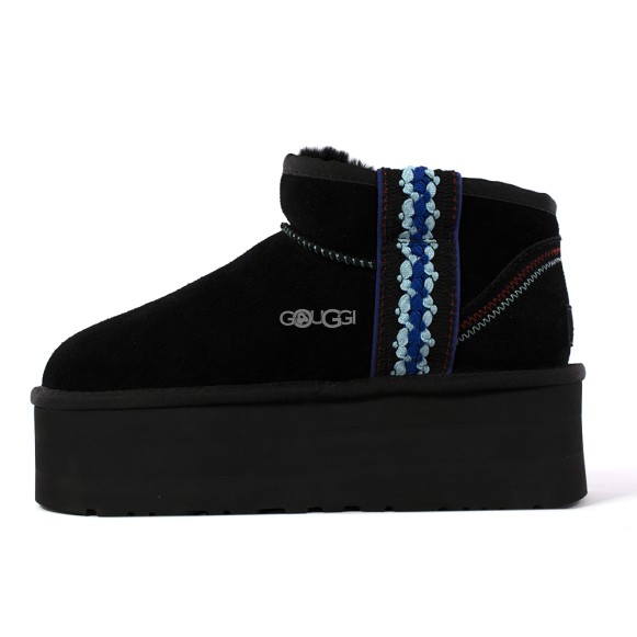 Женские мини угги на платформе UGG  Classic Mini Platform Black 1