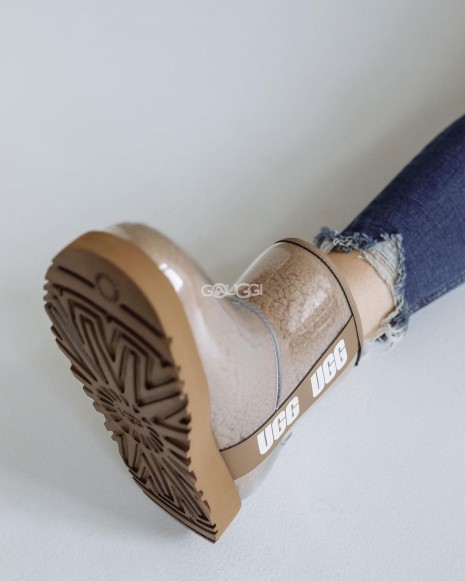 Женские прозрачные мини угги Classic Clear Mini Natural Sand