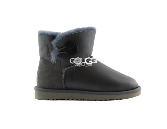 Женские мини угги с пуговицей Bailey Button Mini Metallic Grey
