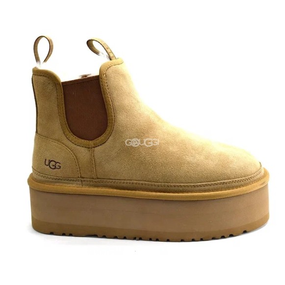 Женские короткие угги на платформе Ugg Chelsea Platform Beige