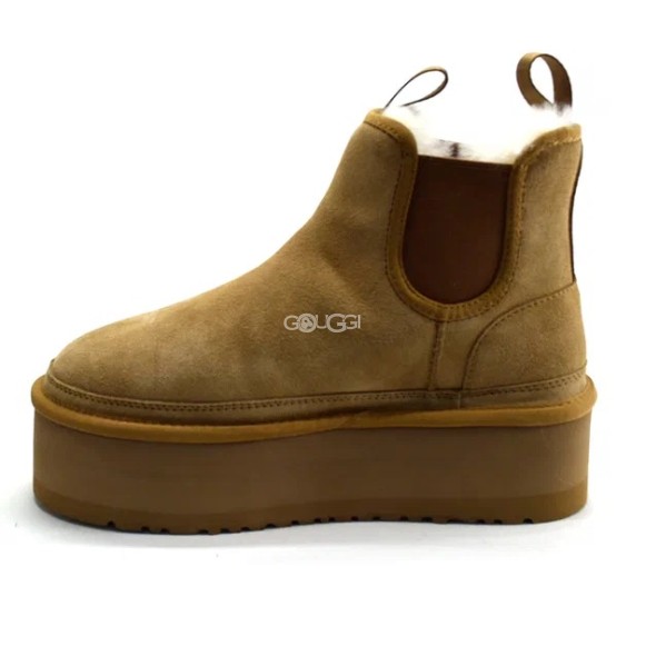 Женские короткие угги на платформе Ugg Chelsea Platform Beige
