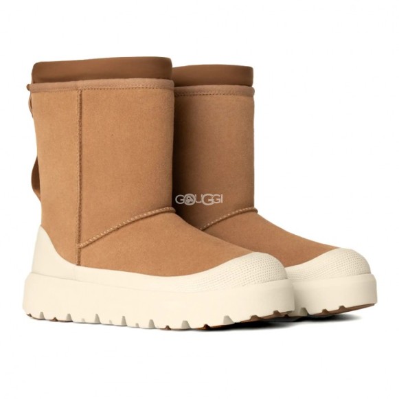 Женские короткие угги с галошами Classic Short Weather Hybrid - Chestnut / Whitecap
